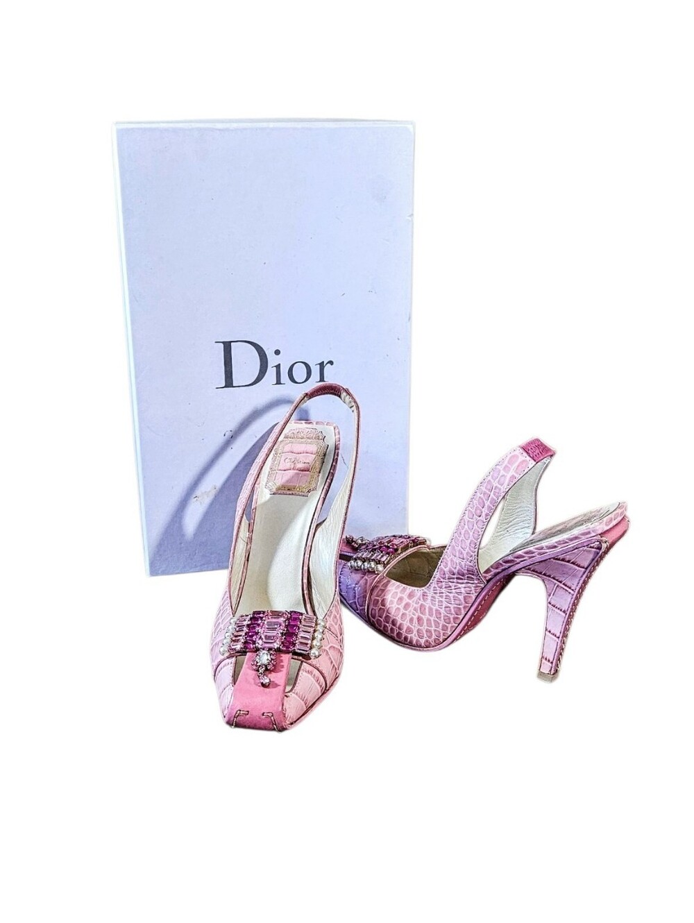 CHRISTIAN DIOR Maharaja Baller Pink Leather Slingback Pumps Size 37
